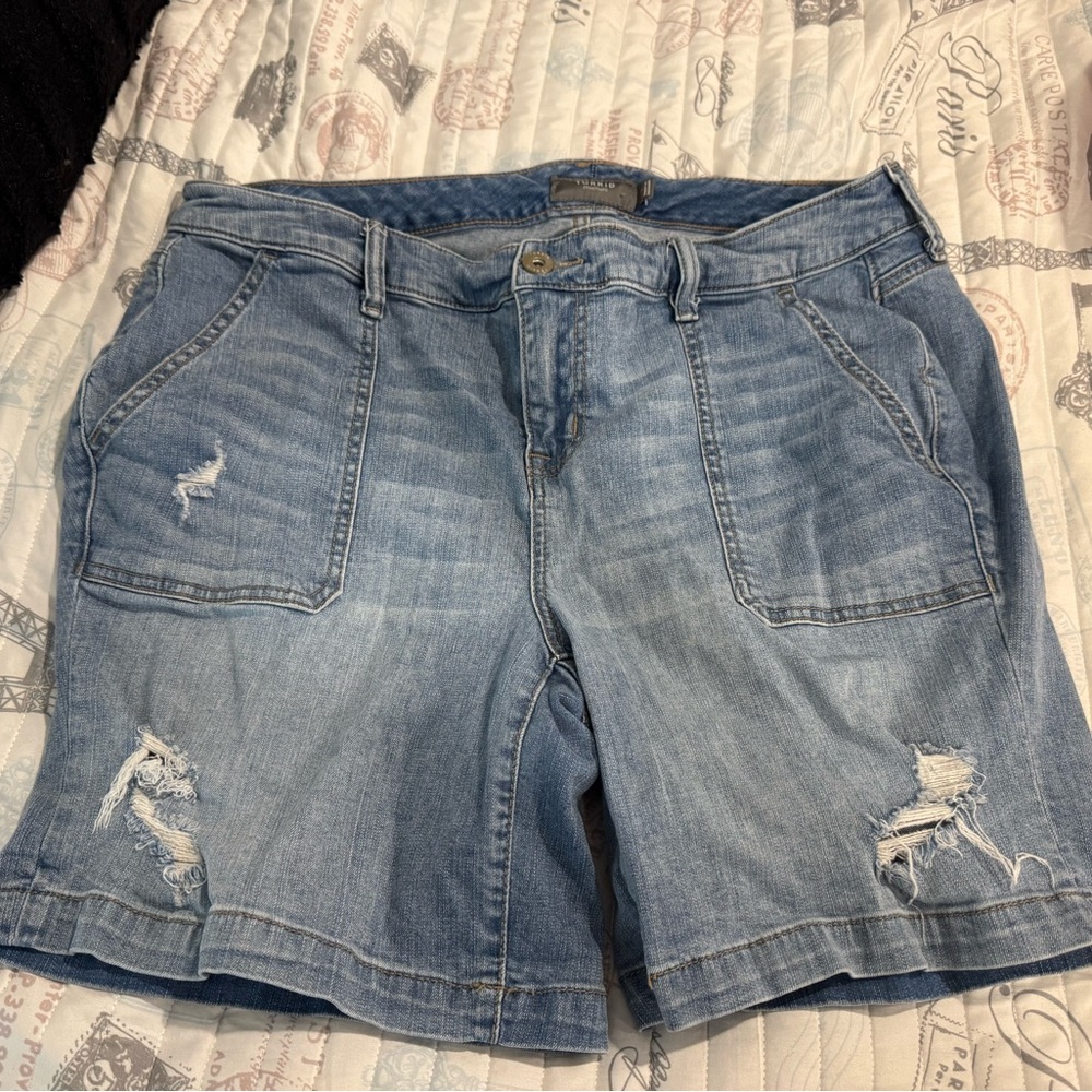 Torrid Light Blue Distressed Jean Shorts